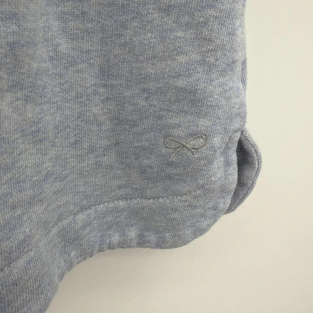 Lili Gaufrette Sz 6 Powder Blue Heather Jersey Dress Lace Collar‎ Bow France